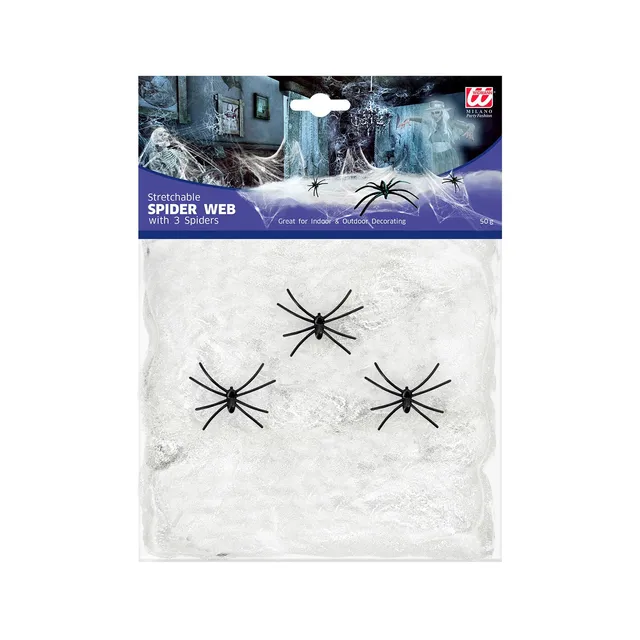 das-kost-mland-halloween-spinnennetz-wei-50g-mit-3-spinnen image 1