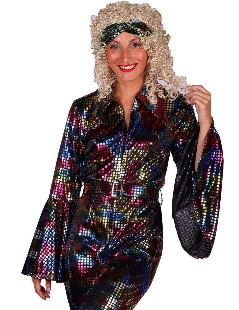 das-kost-mland-disco-glitzer-anzug-damen-retro-schwarz-bunt-gr-l image 2