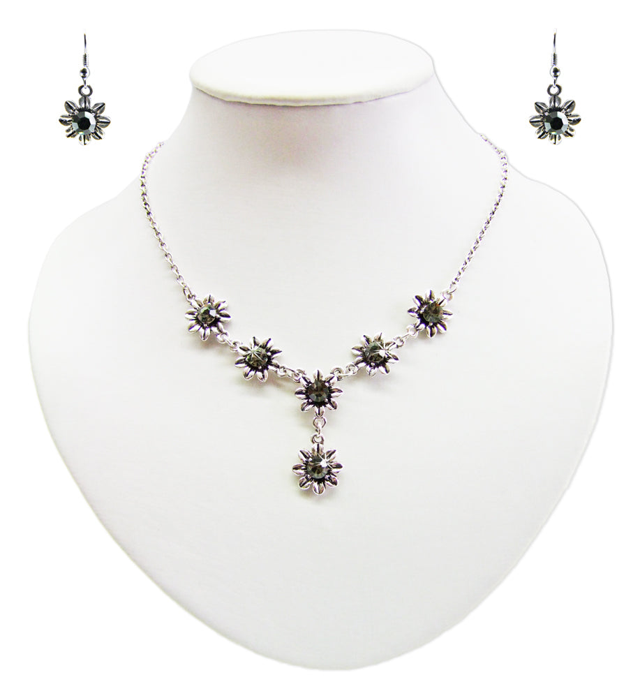 das-kost-mland-blumen-collier-mit-ohrh-ngern-black-diamond-halskette image 5