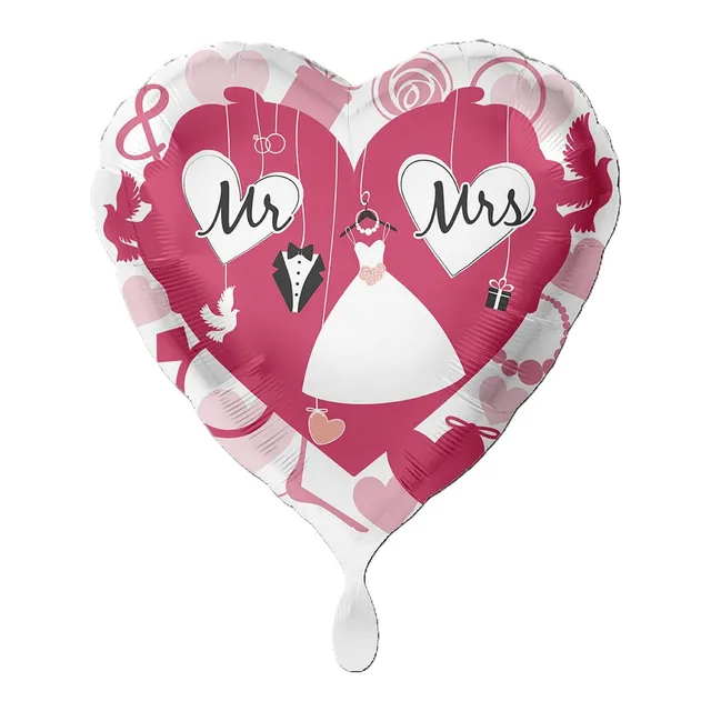 das-kost-mland-dekorationen-herz-folienballon-mr-mrs-43cm image 1