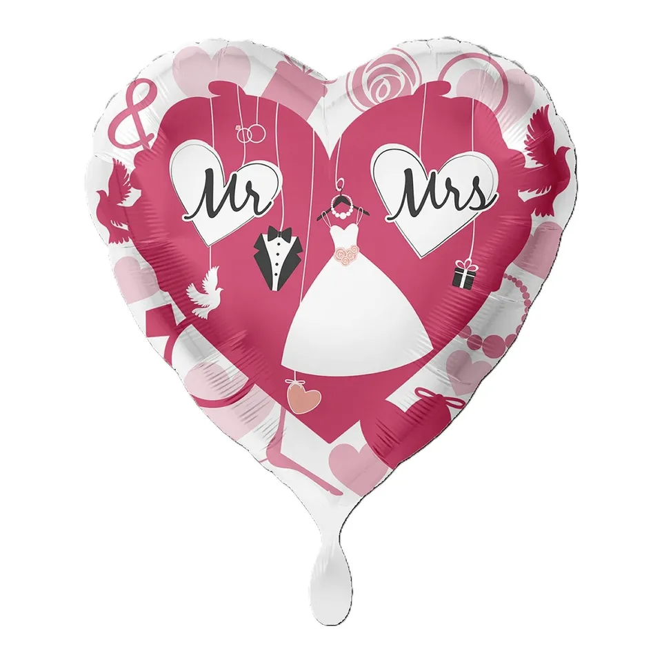 das-kost-mland-dekorationen-herz-folienballon-mr-mrs-43cm image 1