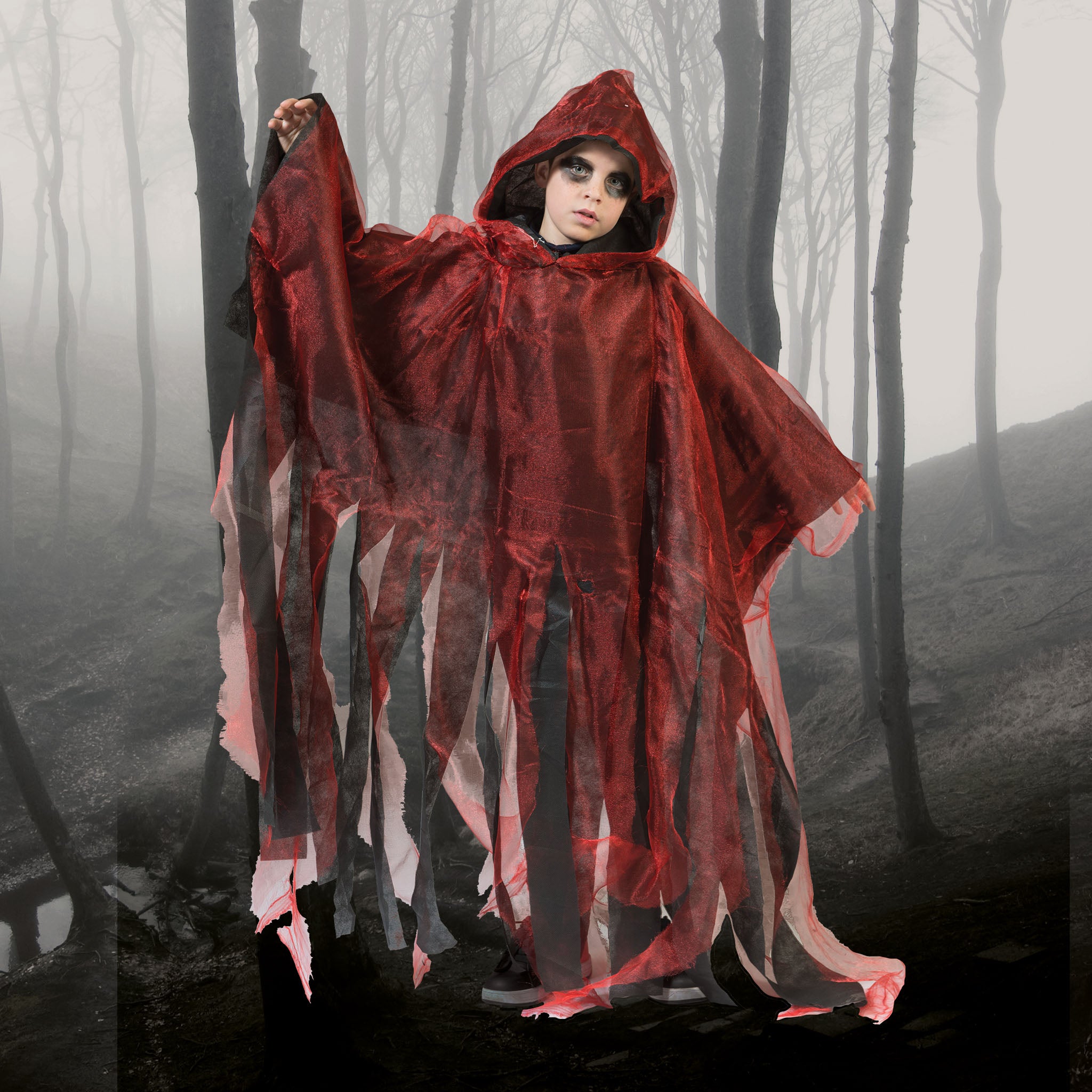 das-kost-mland-halloween-umhang-kinder-rot-mit-kapuze image 2