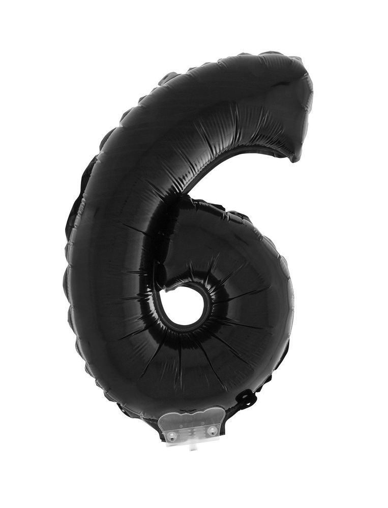 das-kost-mland-zahlen-folienballon-41-cm-zahl-6-schwarz-mit-stab image 1