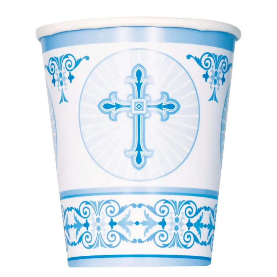 das-kost-mland-dekorationen-pappbecher-kreuz-blau-8-stk-266-ml image 1