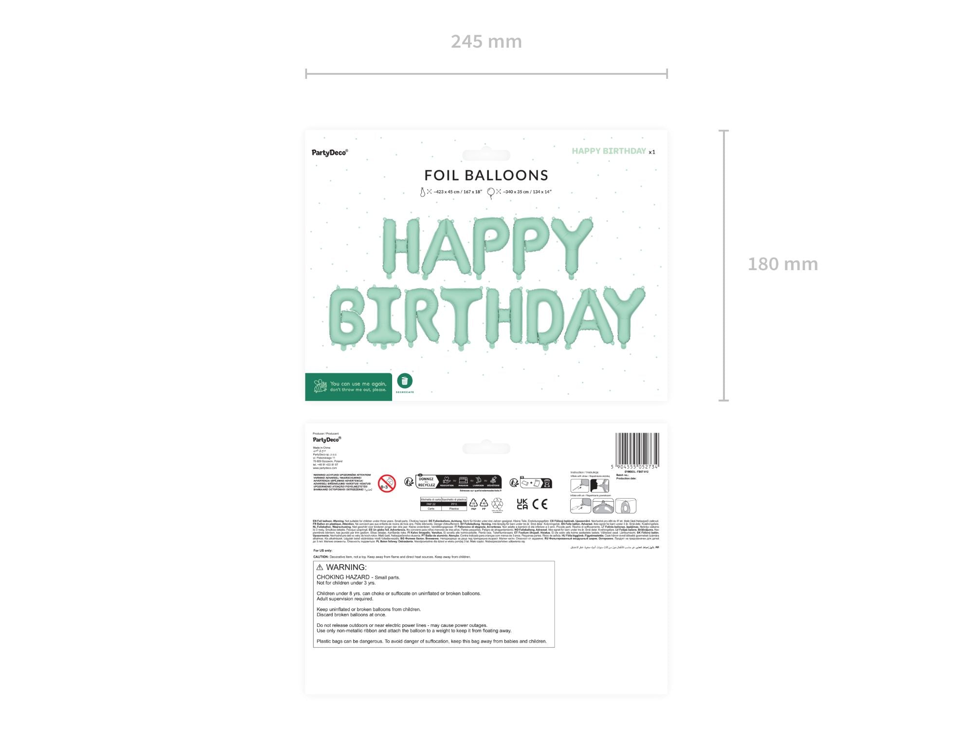 das-kost-mland-dekoration-ballongirlande-happy-birthday-340cm-gr-n image 2