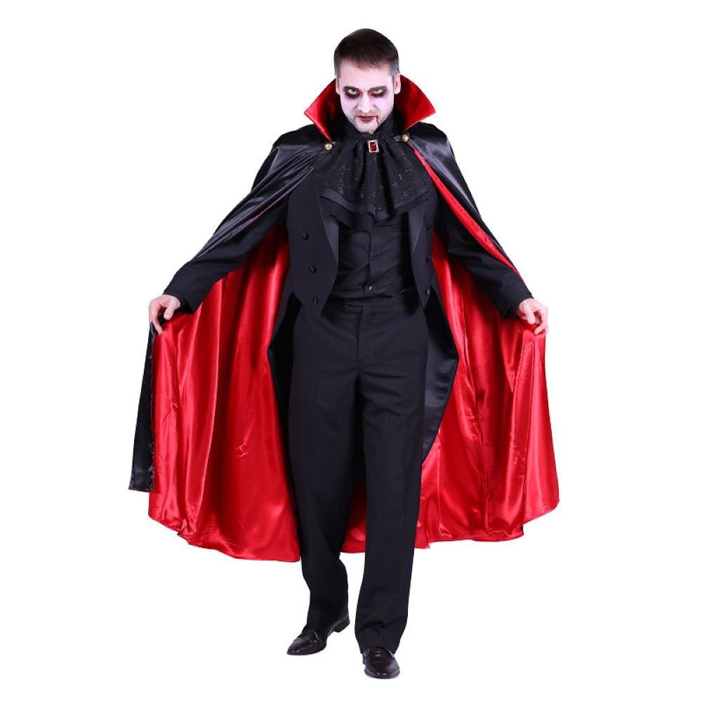 das-kost-mland-accessoires-vampir-umhang-mit-stehkragen-cape-schwarz-rot image 2