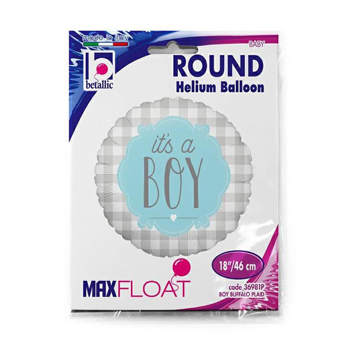 das-kost-mland-it-s-a-boy-karo-folienballon-46-cm-blau image 2
