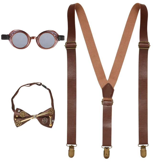 das-kost-mland-steampunk-kost-m-set-3-tlg-brille-fliege image 1