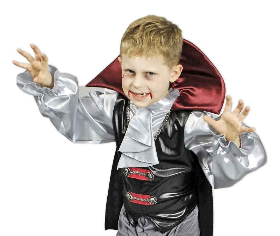 das-kost-mland-dracula-vampir-kost-m-kinder-mit-umhang-gr-116-152 image 1