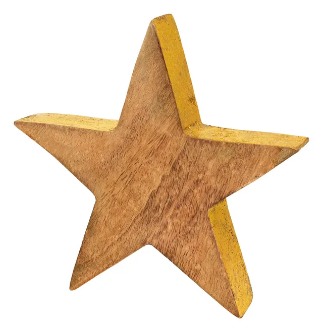riffelmacher-70961-deko-holz-stern-20cm-natur-gold image 1