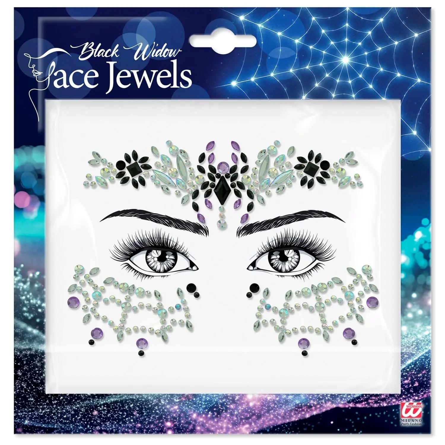 das-kost-mland-schwarze-witwe-face-jewels-selbstklebend image 1