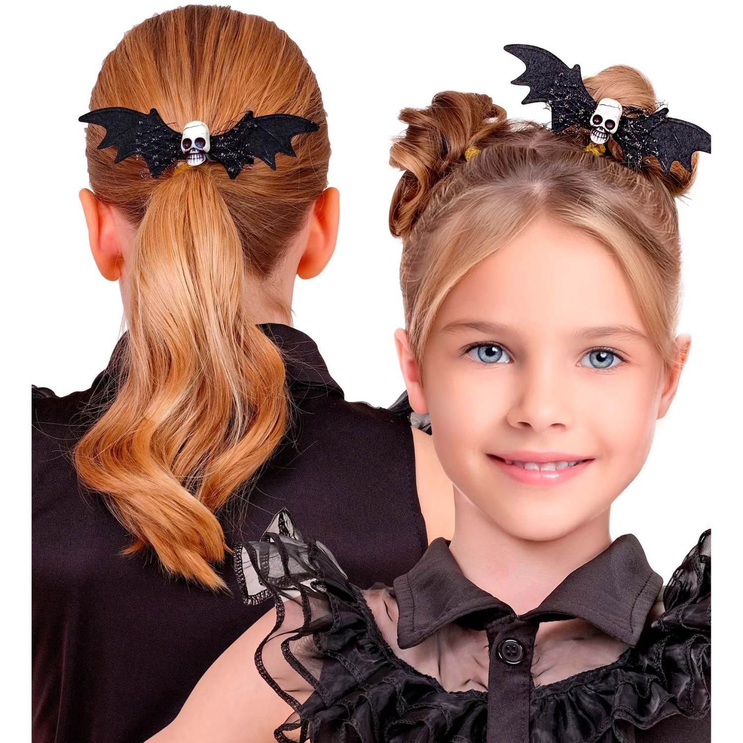 das-kost-mland-dekorationen-haarspange-fledermaus-totenkopf-schwarz image 6