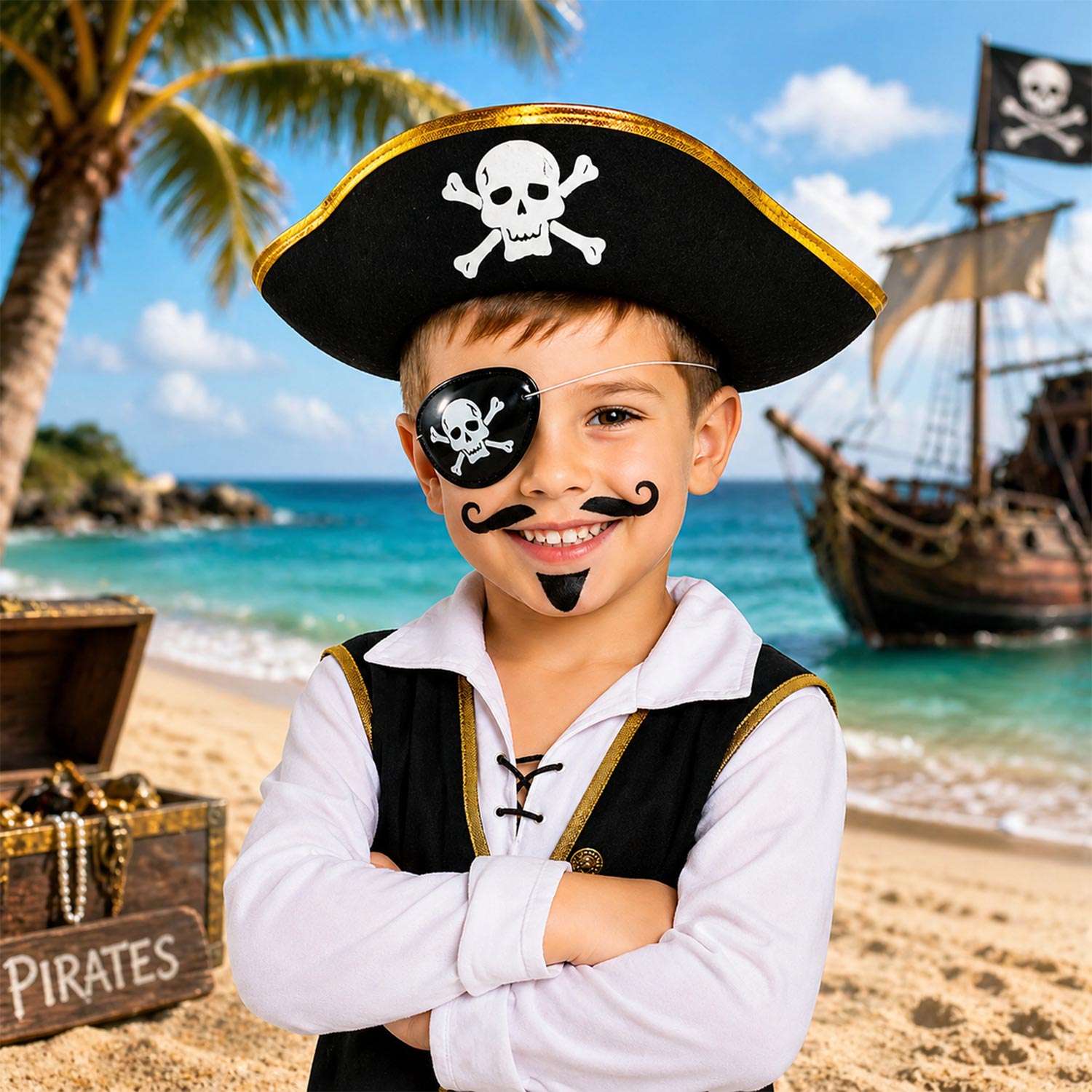 das-kost-mland-piratenhut-totenkopf-kinder-schwarz-gold-1er-set image 6