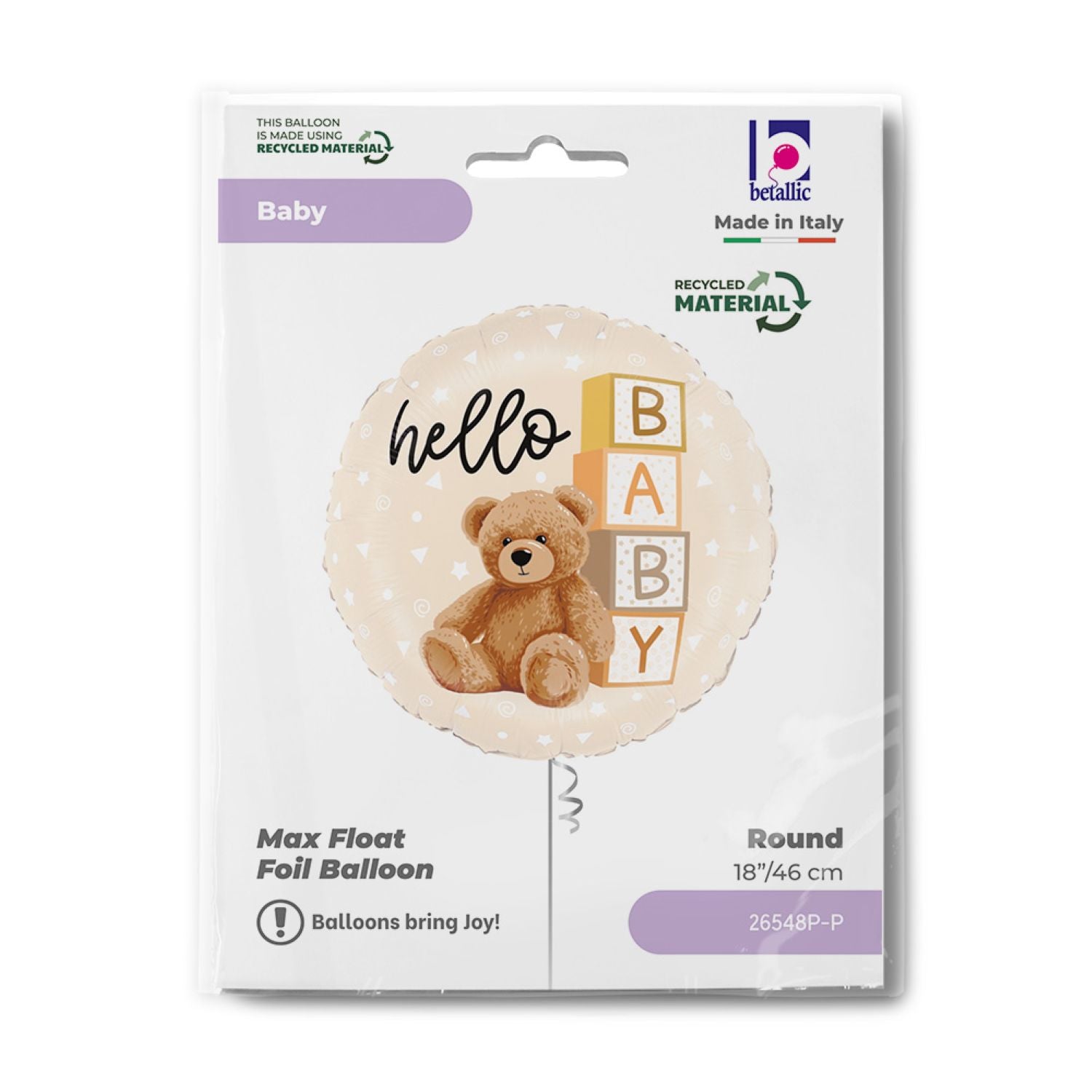 das-kost-mland-hello-baby-folienballon-teddy-b-r-46cm image 2