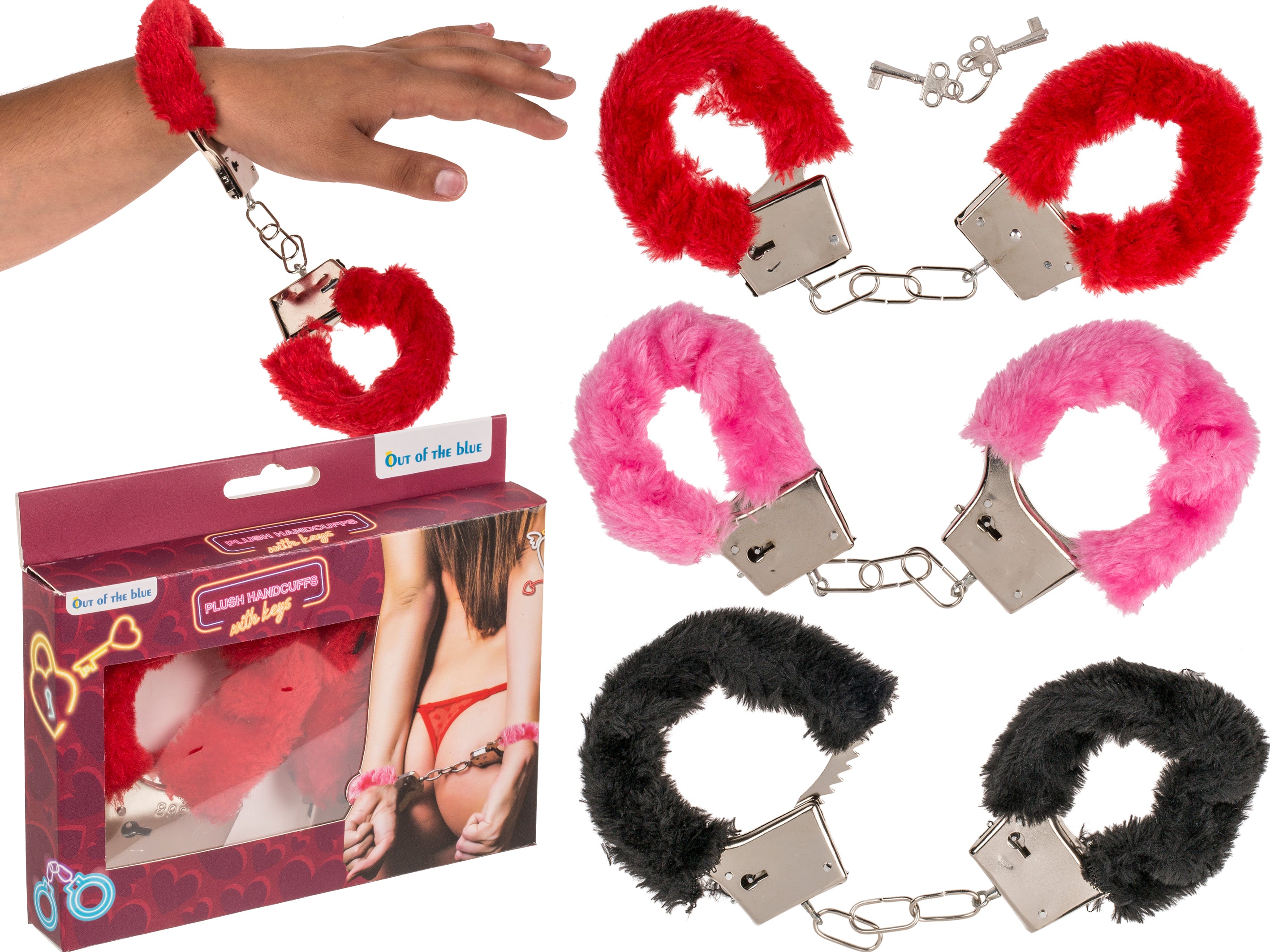 das-kost-mland-pl-sch-handschellen-deko-3-farbig-metall-mit-schl-ssel image 1