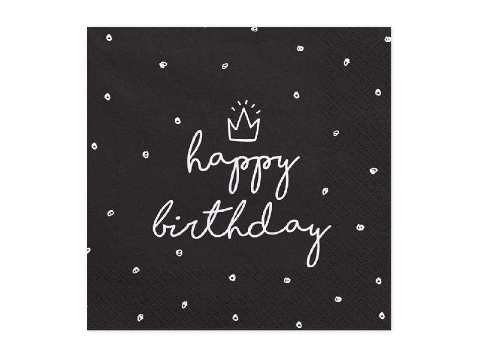 das-kost-mland-happy-birthday-servietten-schwarz-20stk-33x33cm image 1