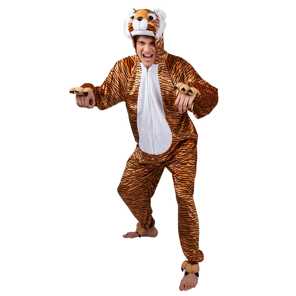 das-kost-mland-tiger-kost-m-herren-braun-overall-kapuze image 3