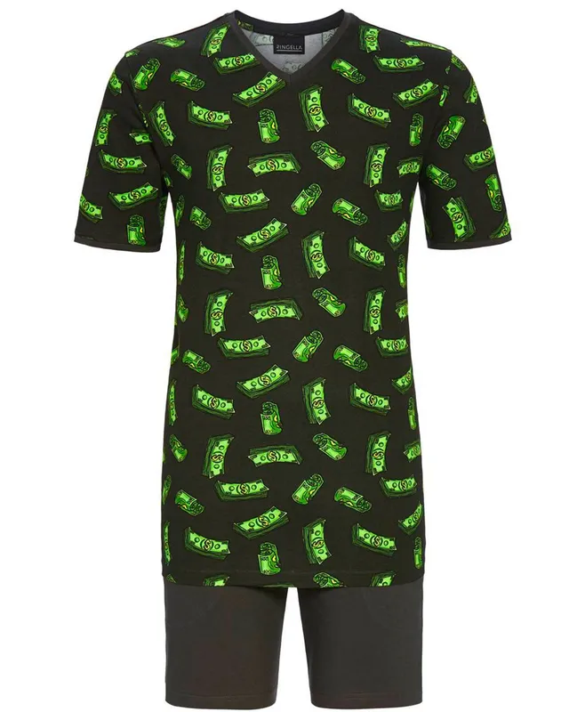 ringella-herren-pyjama-dollars-4241316-graphit-kurzarm-shorty image 1