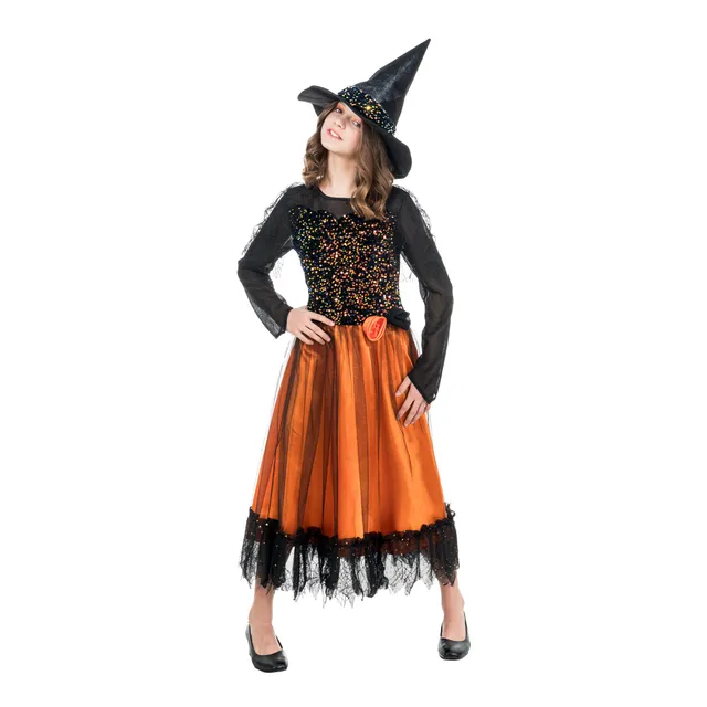 das-kost-mland-lucinda-hexenkost-m-m-dchen-schwarz-orange-hut image 1