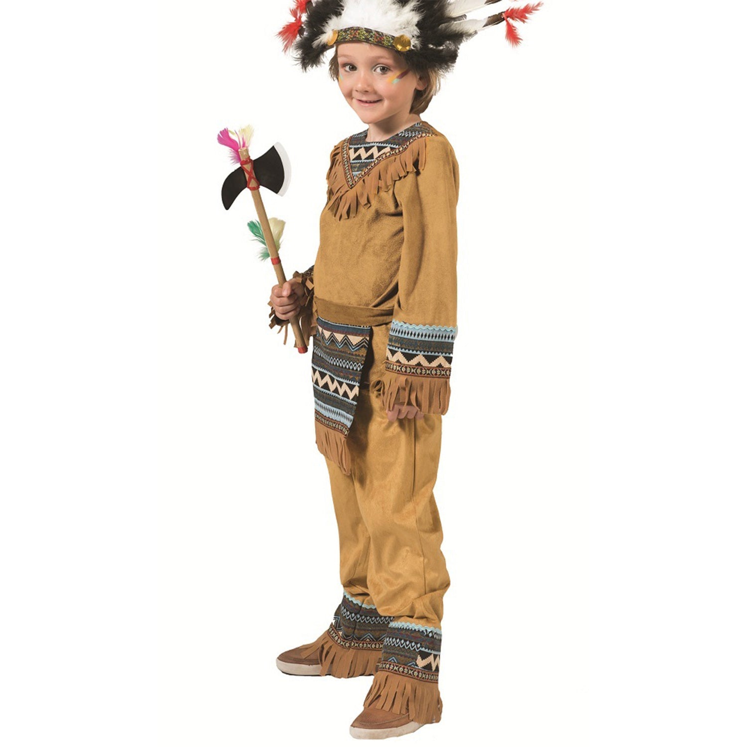 das-kost-mland-jungen-indianer-kost-m-cherokee-braun-t-rkis-3-tlg image 2