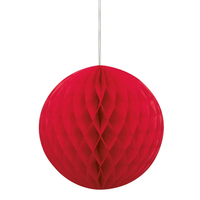wabenball-20-cm-rot-seidenpapier-h-ngedeko image 1