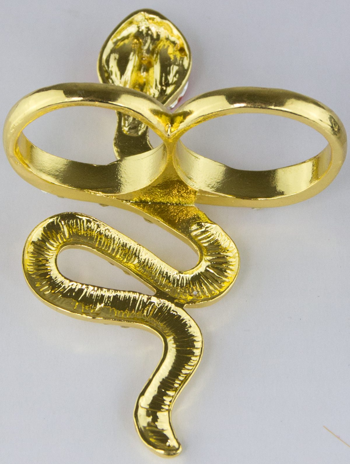 das-kost-mland-zwei-finger-ring-goldene-schlange-gold-rot-strass image 2