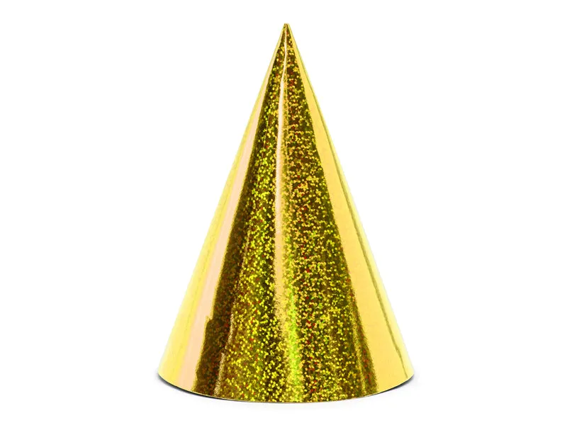 das-kost-mland-accessoires-partyhut-holographic-gold-hut-6er-set image 1