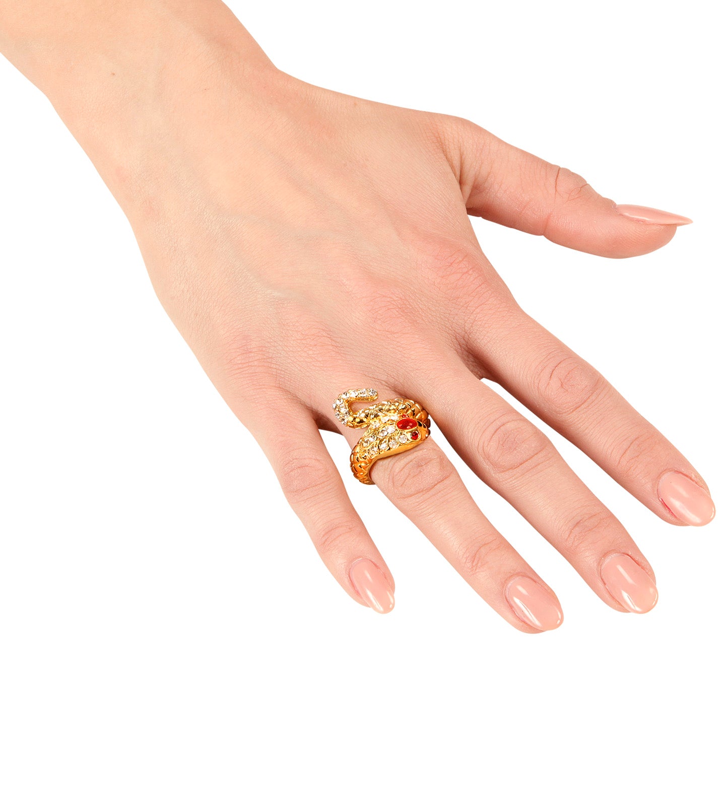 das-kost-mland-ring-schlangen-mit-strass-gold-rot-damen image 2