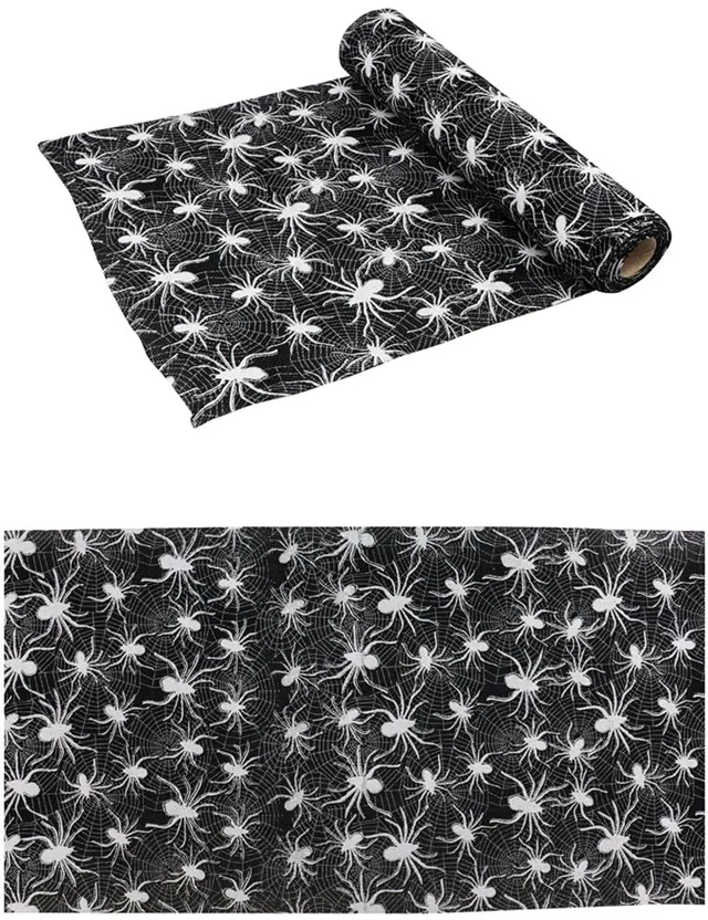 das-kost-mland-dekorationen-halloween-tischl-ufer-spinnen-28x300-cm-schwarz image 1