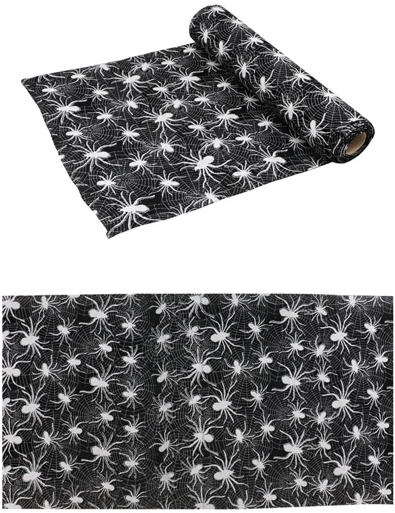 das-kost-mland-dekorationen-halloween-tischl-ufer-spinnen-28x300-cm-schwarz image 1