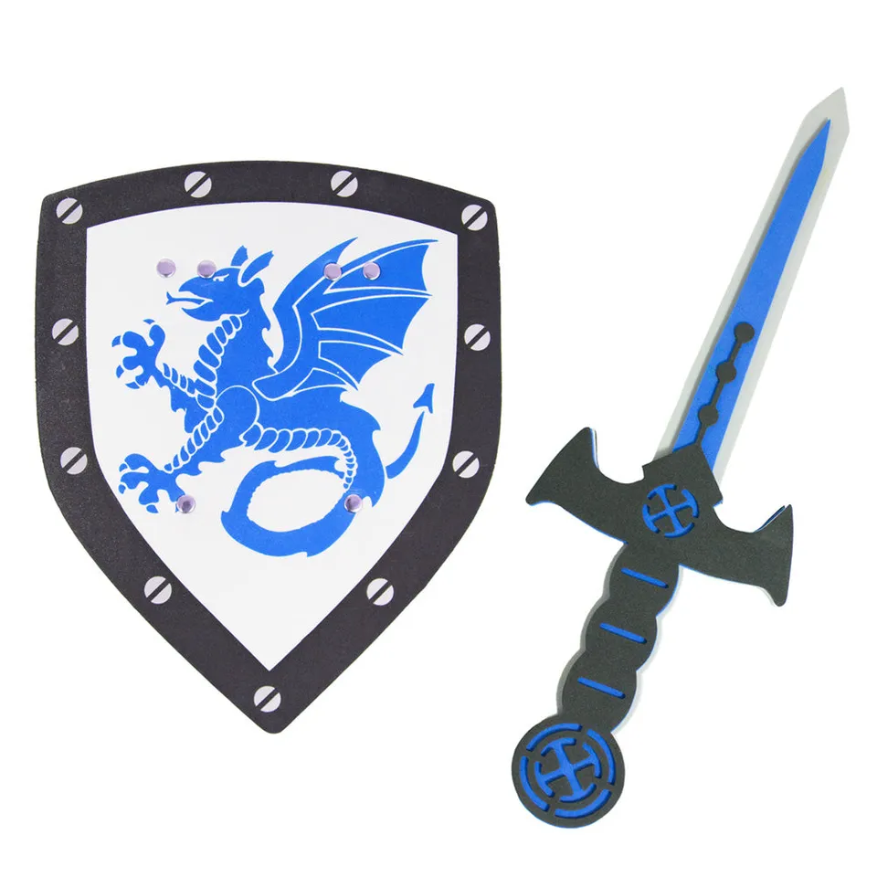 das-kost-mland-accessoires-ritter-schwert-und-schild-schaumstoff-blau image 1