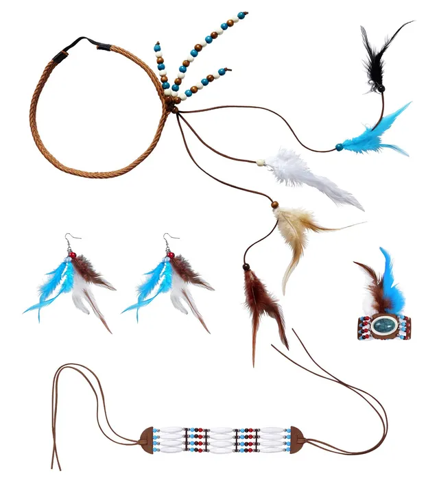 das-kost-mland-indianer-held-accessoire-set-verkleidung image 1