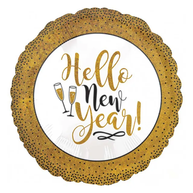 das-kost-mland-dekoration-folienballon-hello-new-year-gold-45-cm image 1