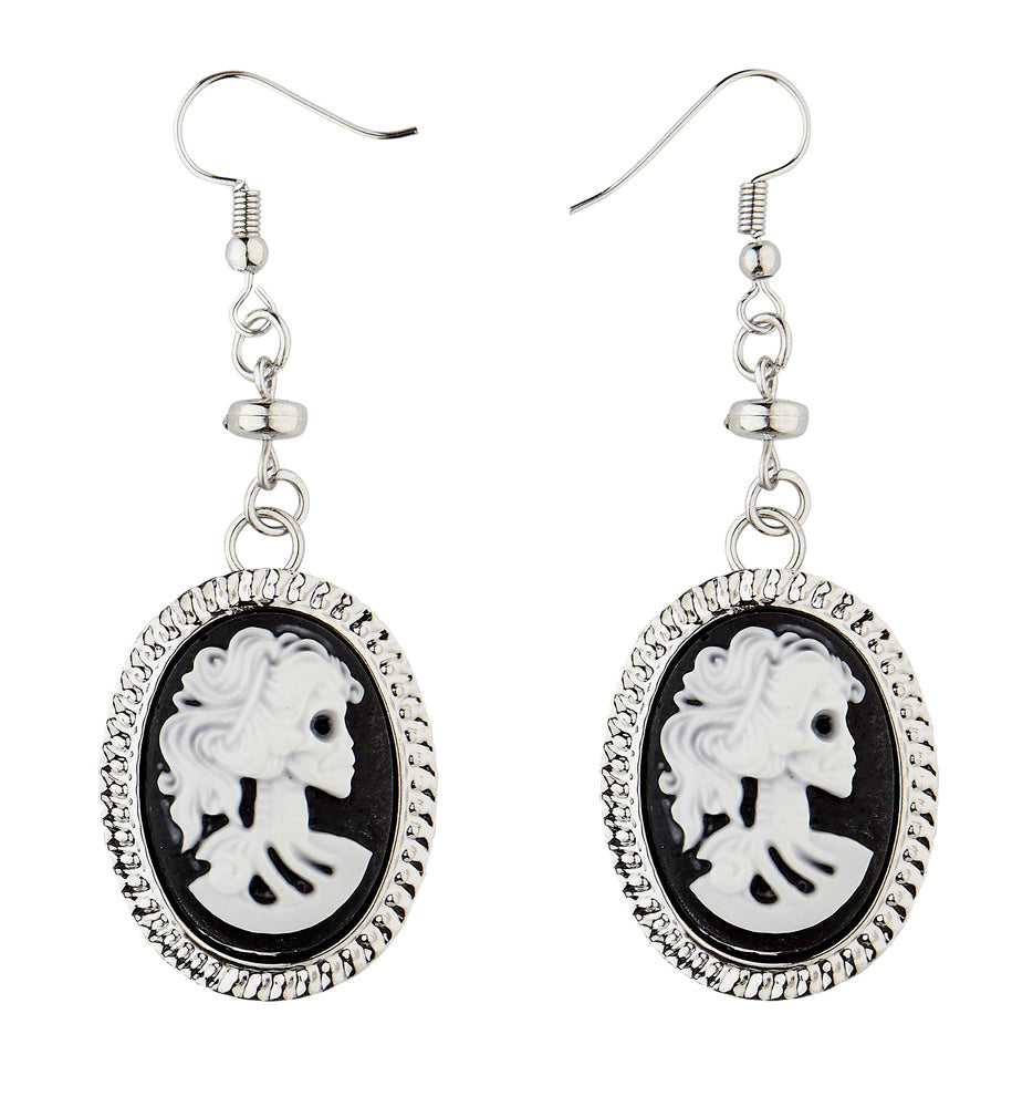 das-kost-mland-accessoires-01783-kamee-totenkopf-ohrringe-schwarz-wei image 1