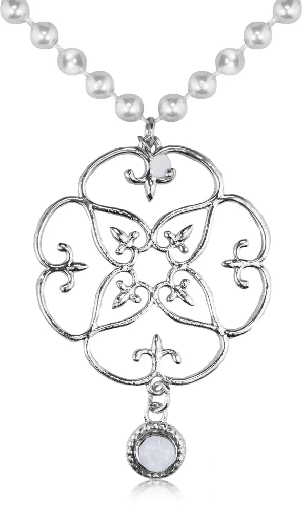 das-kost-mland-dekorationen-perlenkette-lang-88cm-silber-ornament image 1