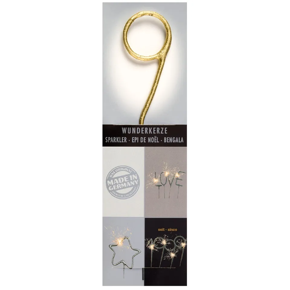 das-kost-mland-wunderkerze-zahl-9-classic-gold-6-5cm image 1