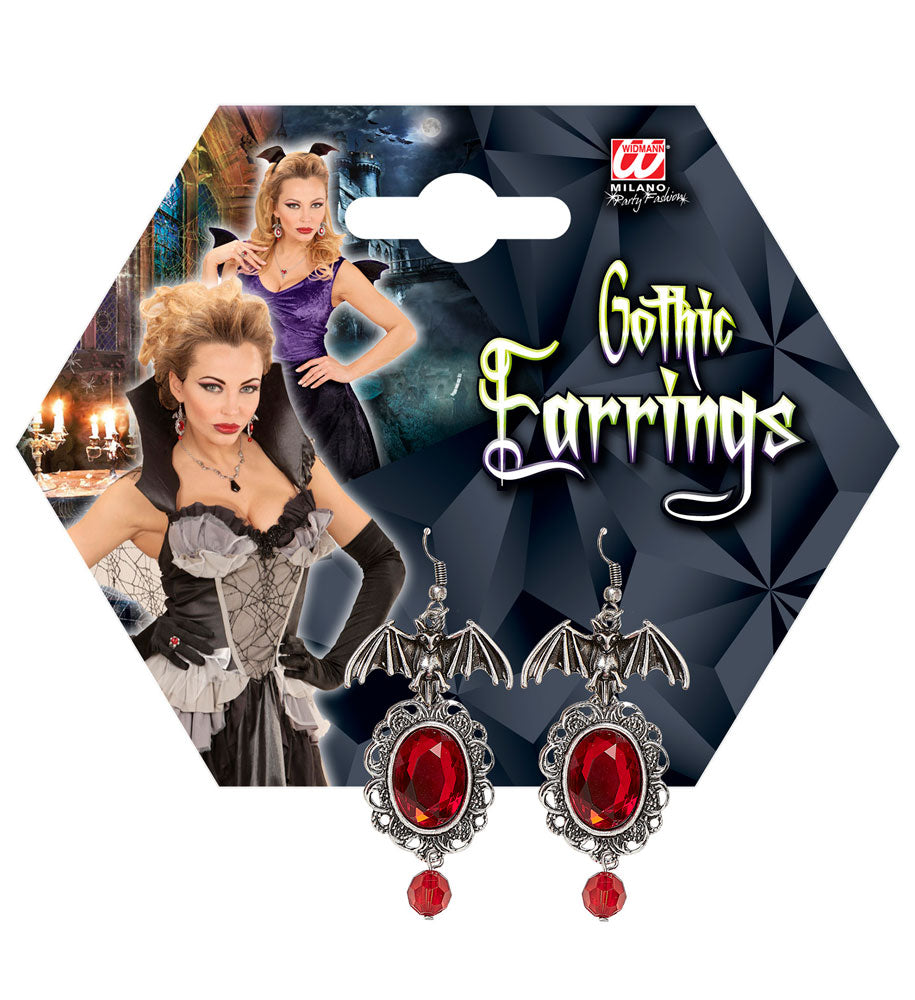das-kost-mland-fledermaus-ohrringe-silber-rot-schmuckstein image 2
