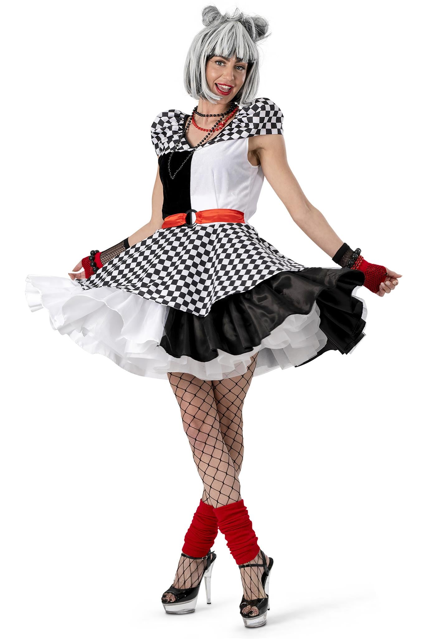 das-kost-mland-damen-clown-kost-m-karierte-suzanna-kleid-gr-36-38 image 3