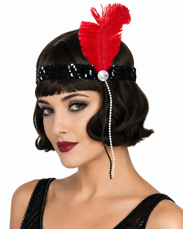 das-kost-mland-accessoires-charleston-stirnband-kira-feder-schwarz-rot image 1