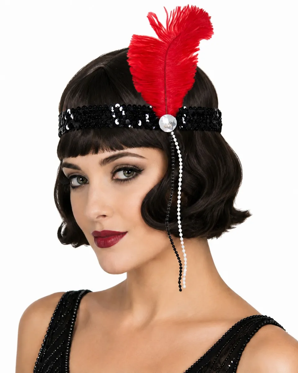 das-kost-mland-accessoires-charleston-stirnband-kira-feder-schwarz-rot image 1