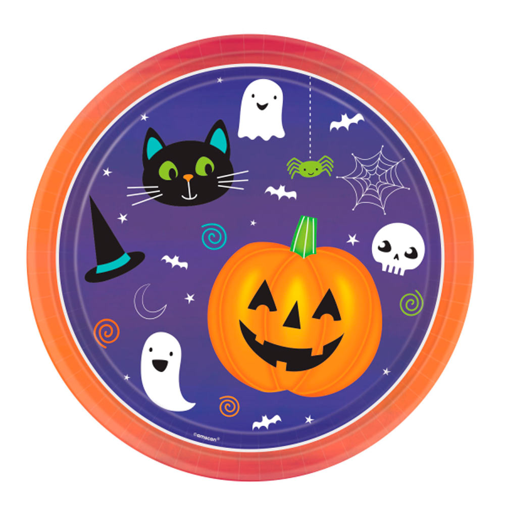 das-kost-mland-happy-halloween-pappteller-orange-22-8cm-8-stk image 1