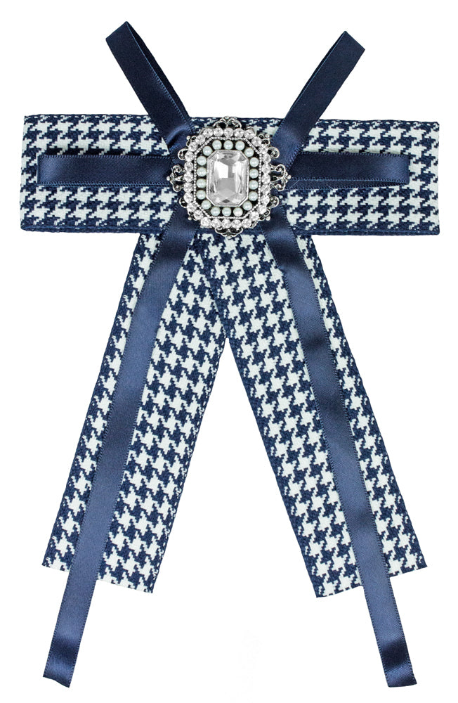 das-kost-mland-barock-schleife-brosche-kariert-blau image 1