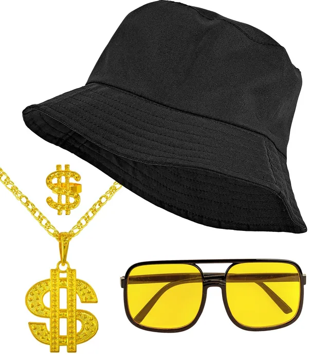 das-kost-mland-herren-90er-hip-hop-kost-mset-schwarz-gold image 1
