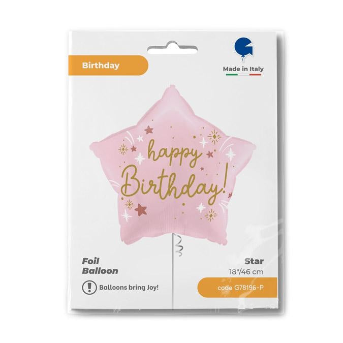das-kost-mland-dekorationen-stern-folienballon-happy-birthday-satin-rosa-46cm image 2