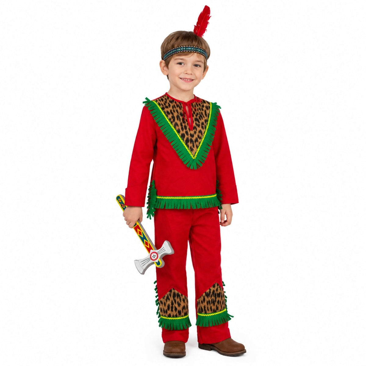 das-kost-mland-jungen-indianer-kiowa-kost-m-kinder-gr-116-4-tlg-rot image 1