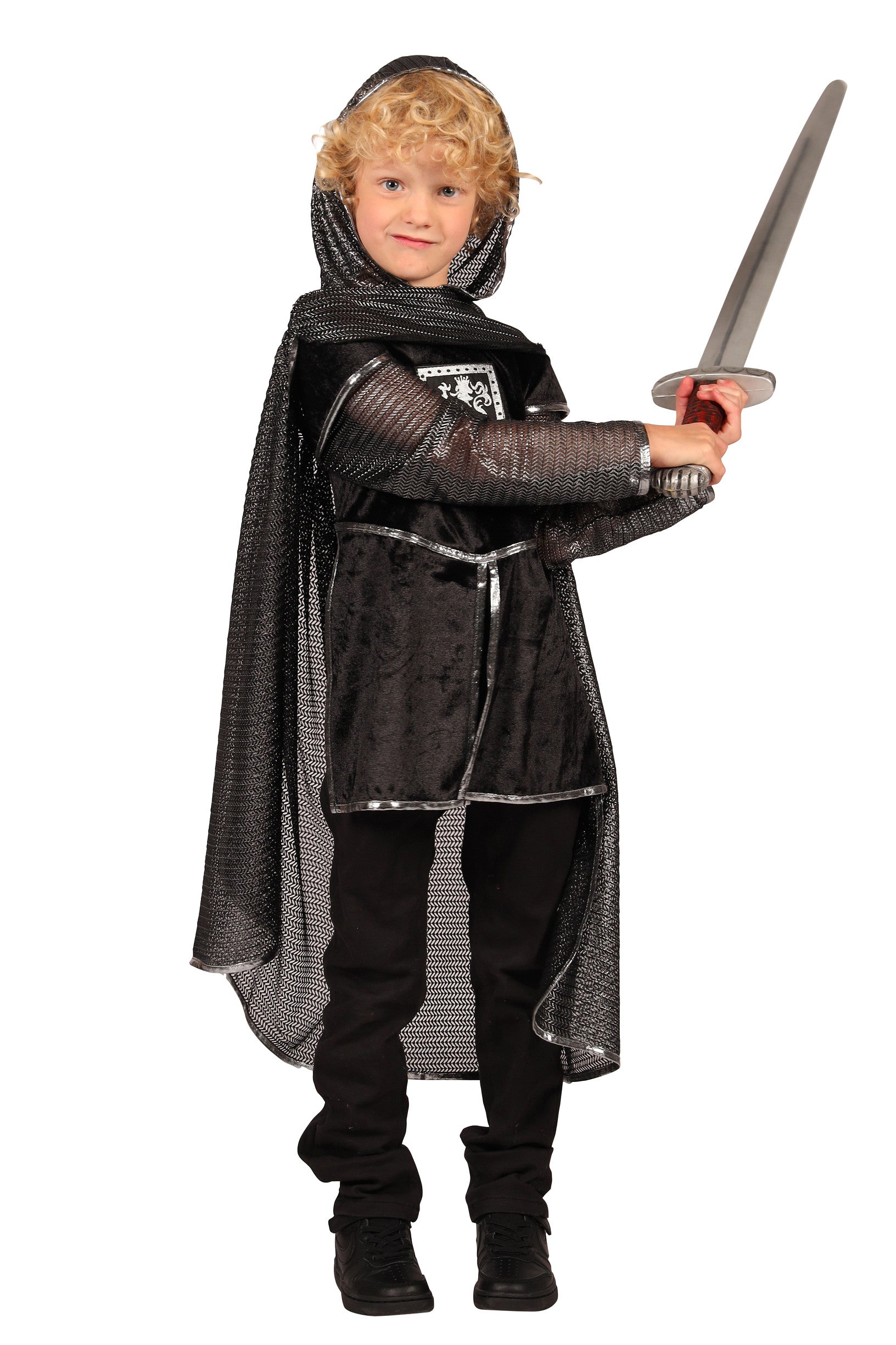 das-kost-mland-jungen-ritter-dragonfighter-kost-m-schwarz-silber-116-128 image 1