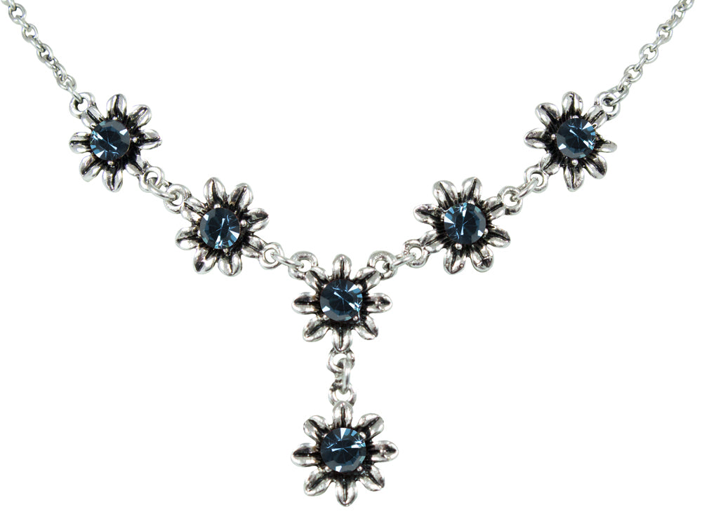 das-kost-mland-blumen-collier-mit-ohrh-ngern-ozeanblau-schmuckset image 3