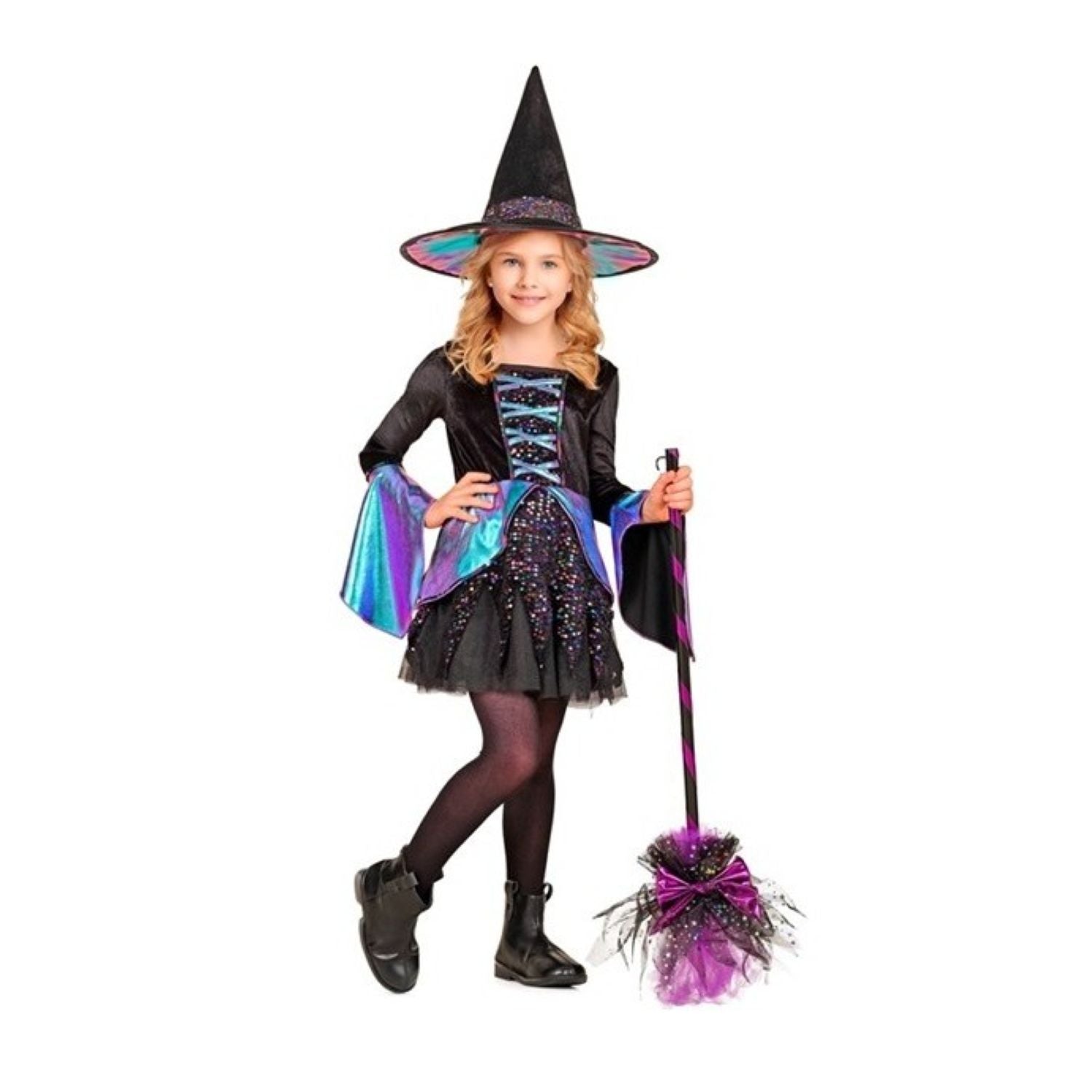 das-kost-mland-m-dchen-hexe-kost-m-kleid-hut-116 image 5