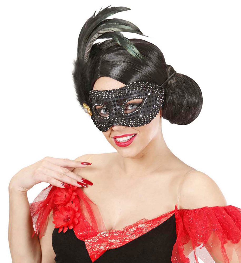 das-kost-mland-accessoires-augenmaske-francesca-federn-schwarz image 2