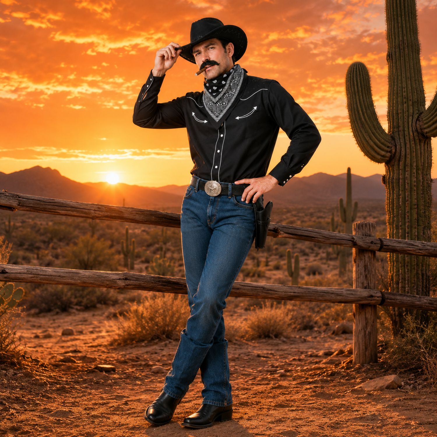 das-kost-mland-herren-cowboy-kost-mset-9-tlg-schwarz-hut-bart image 5